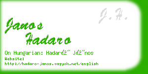 janos hadaro business card